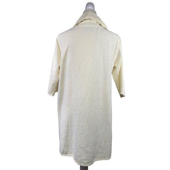 Drawstrings of Malibu Ivory 100% Cotton Cowl Neck Blouse with Lace Insert - Picture 3 of 5